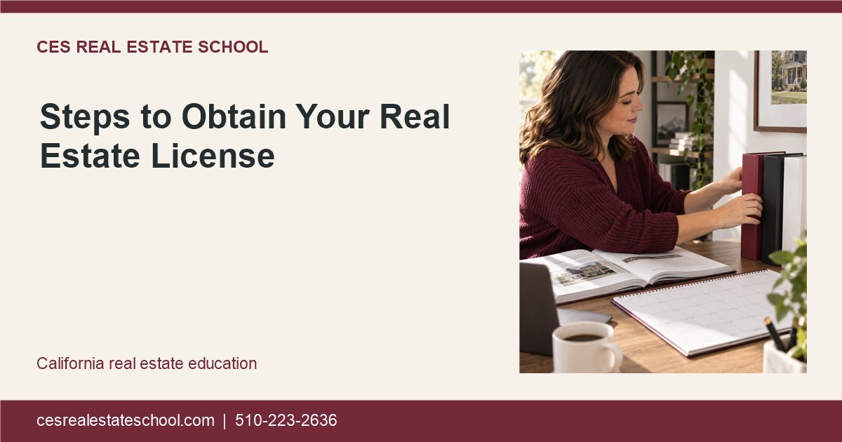 Steps to Obtain Your Real Estate License — CES page illustration